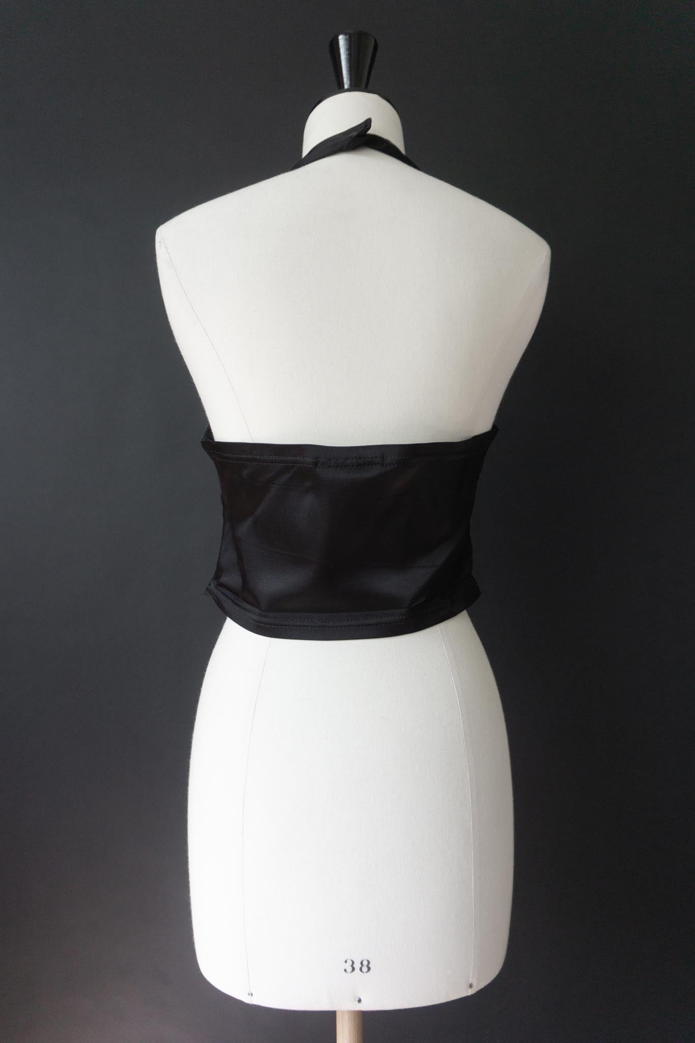 Vintage Neckholder Top aus den 80ern mit Riri-Zipper, S–M