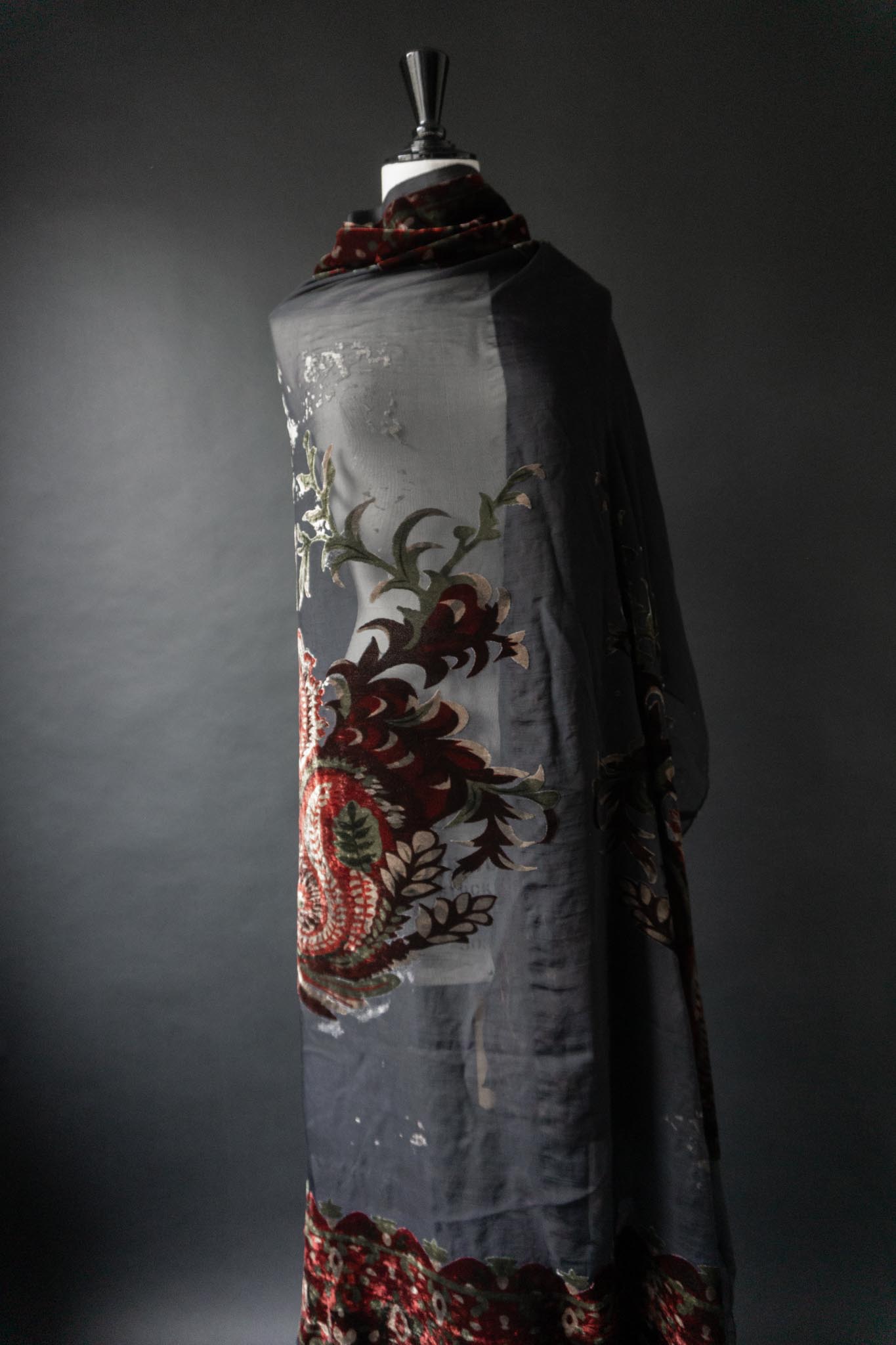 Vintage XXL Stola, Seide & Samt