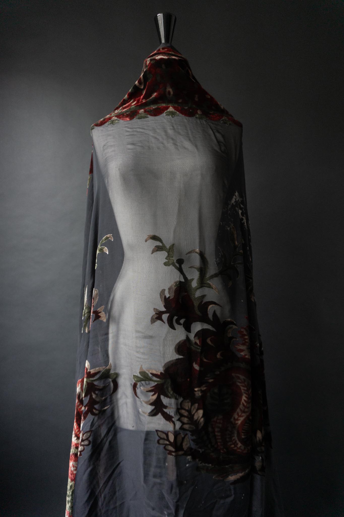 Vintage XXL Stola, Seide & Samt