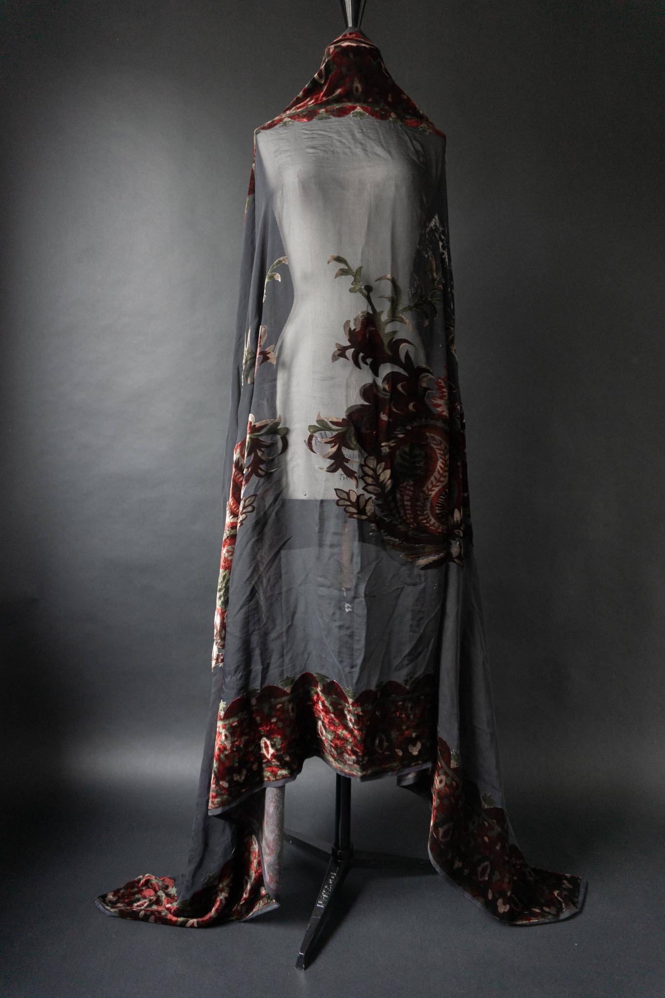 Vintage XXL Stola, Seide & Samt