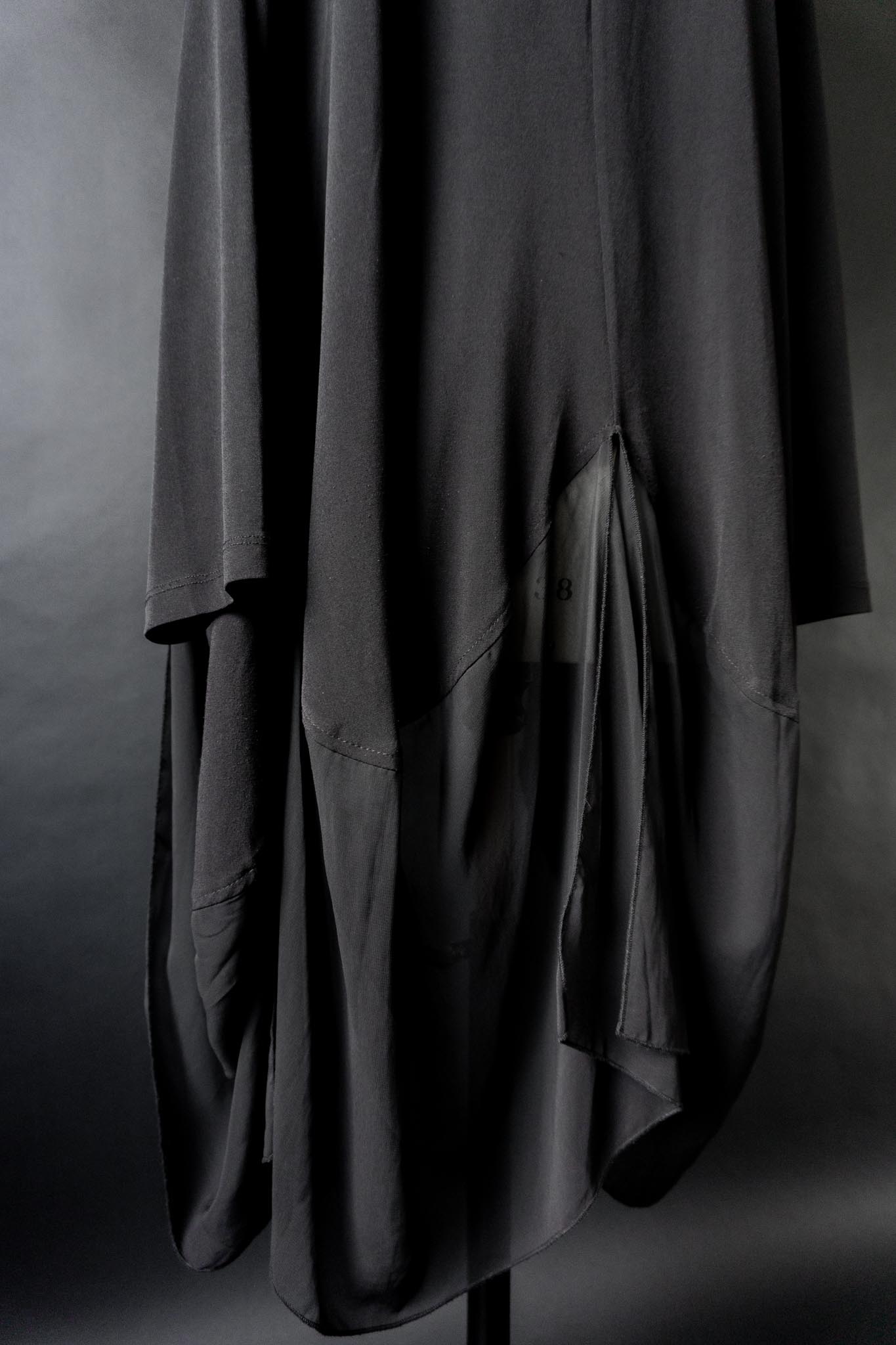 Vintage Jersey Cardigan mit Chiffon Details in Schwarz, L–XXL