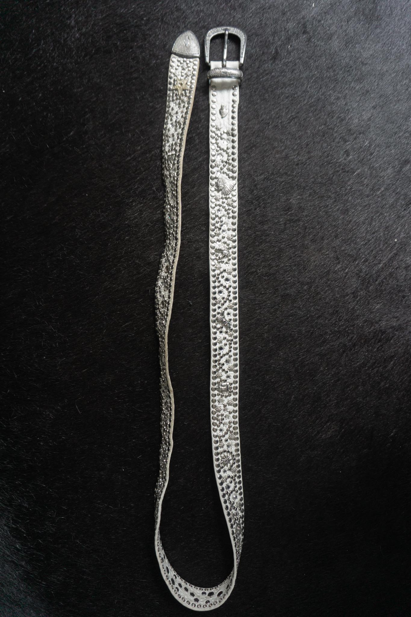 Vintage Kolster Gürtel, weißes Leder, S–L