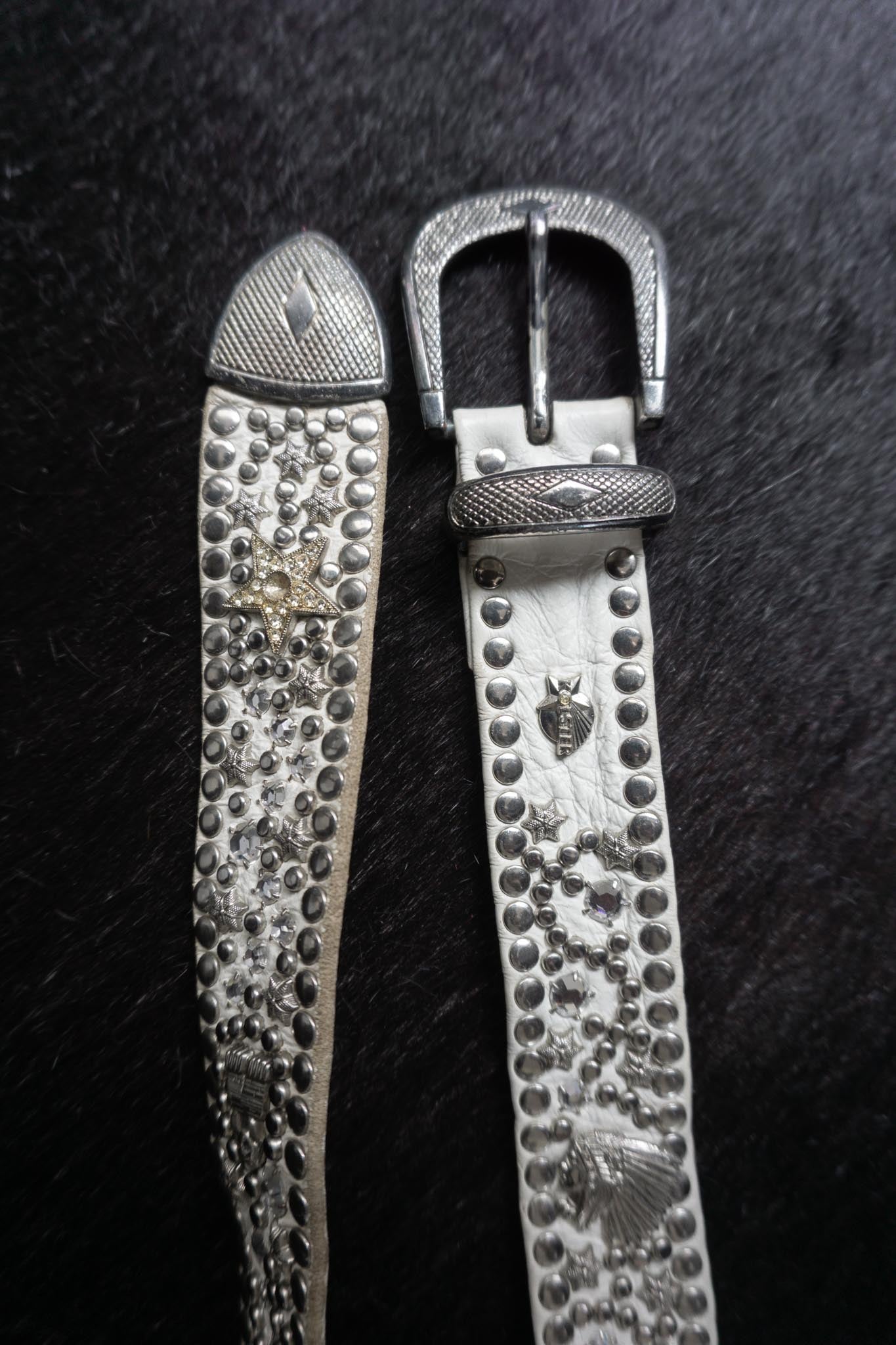 Vintage Kolster Gürtel, weißes Leder, S–L