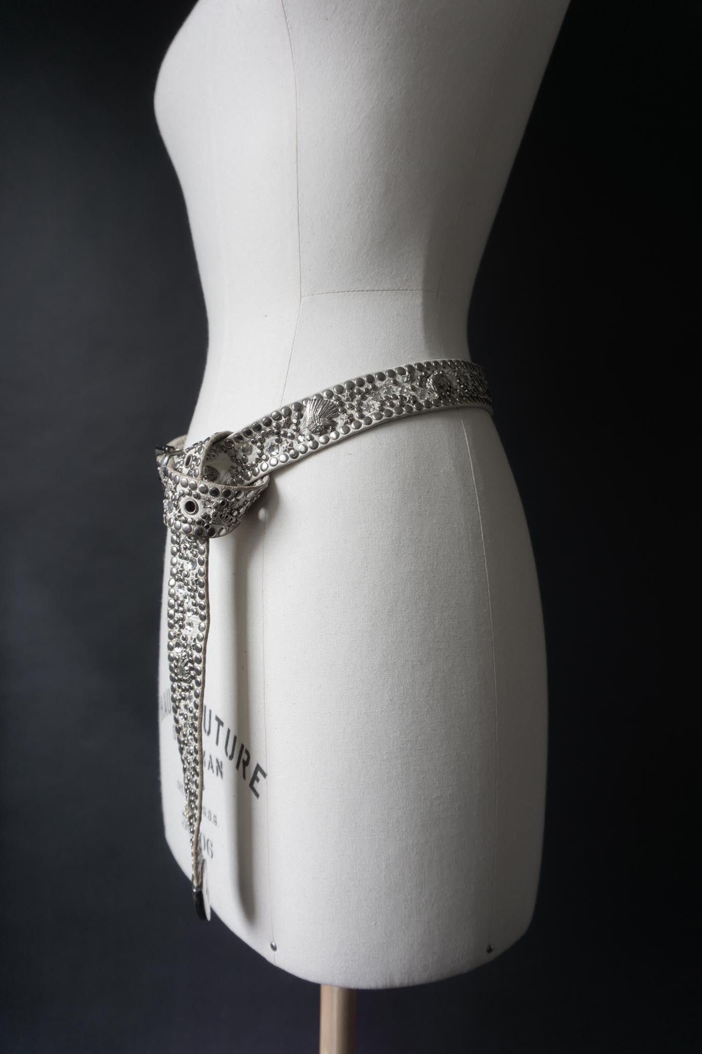 Vintage Kolster Gürtel, weißes Leder, S–L