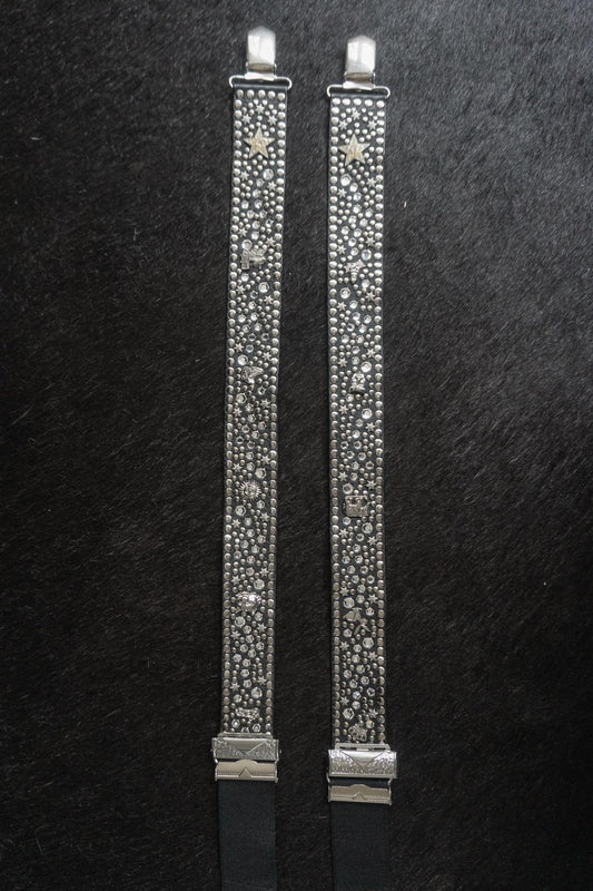 Vintage 80s Kolster Hosenträger Strass & Nieten