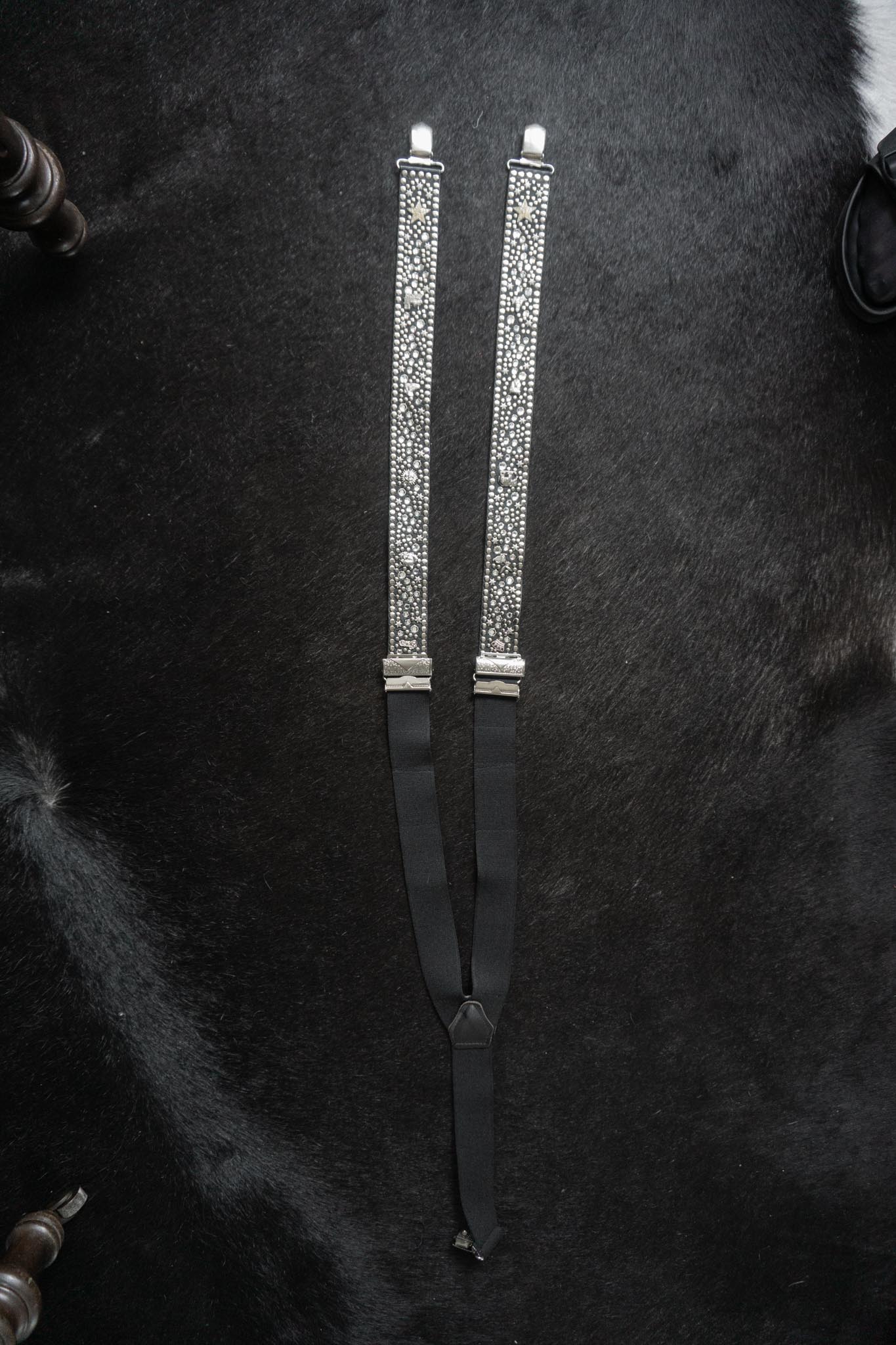 Vintage 80s Kolster Hosenträger Strass & Nieten