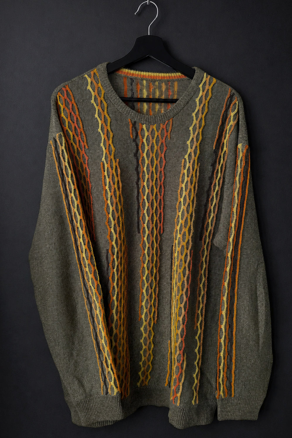 Vintage 80s Carlo Colucci Pullover, Herbstfarben, XL