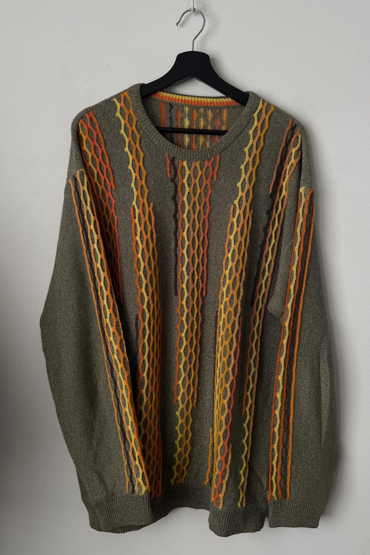 Vintage 80s Carlo Colucci Pullover, Herbstfarben, XL