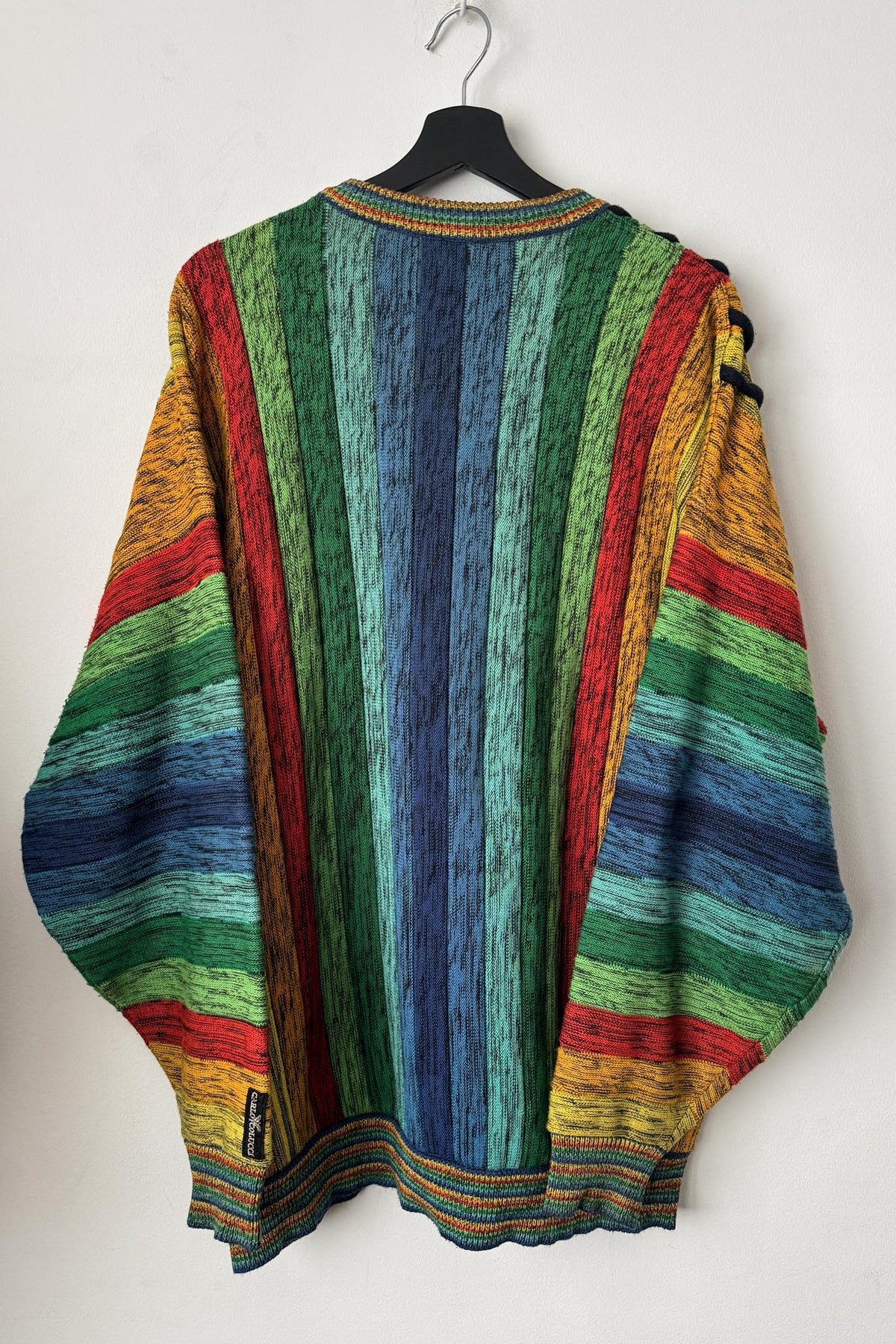 Vintage Carlo Colucci Rainbow Strukturpullover, M–XL