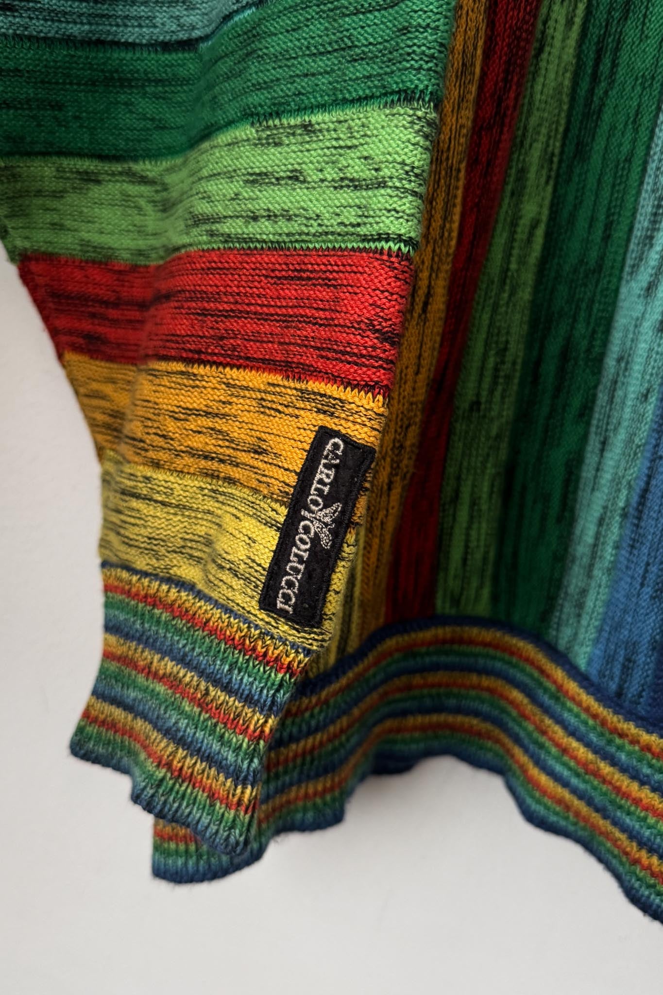 Vintage Carlo Colucci Rainbow Strukturpullover, M–XL