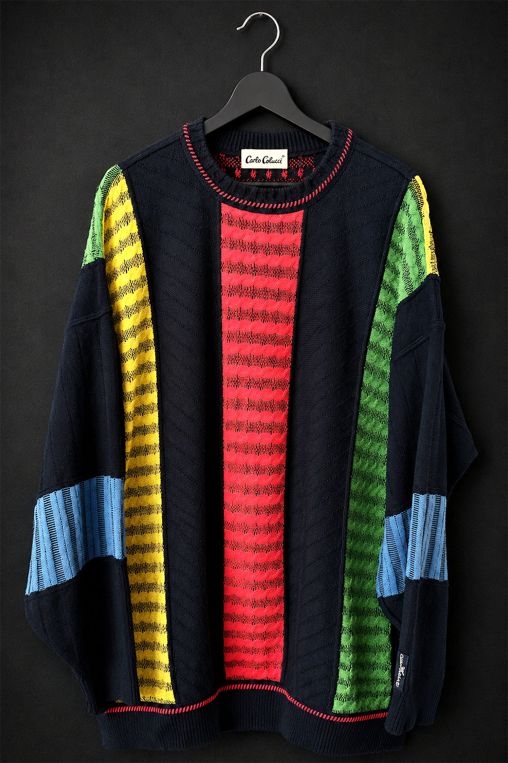 Vintage Carlo Colucci Pullover mit Farbblock-Design, M–XL