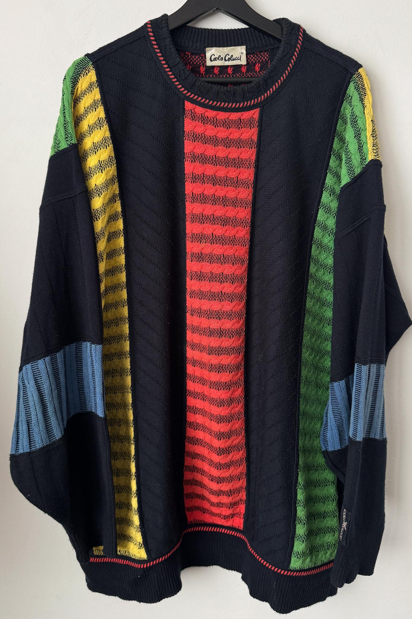 Vintage Carlo Colucci Pullover mit Farbblock-Design, M–XL