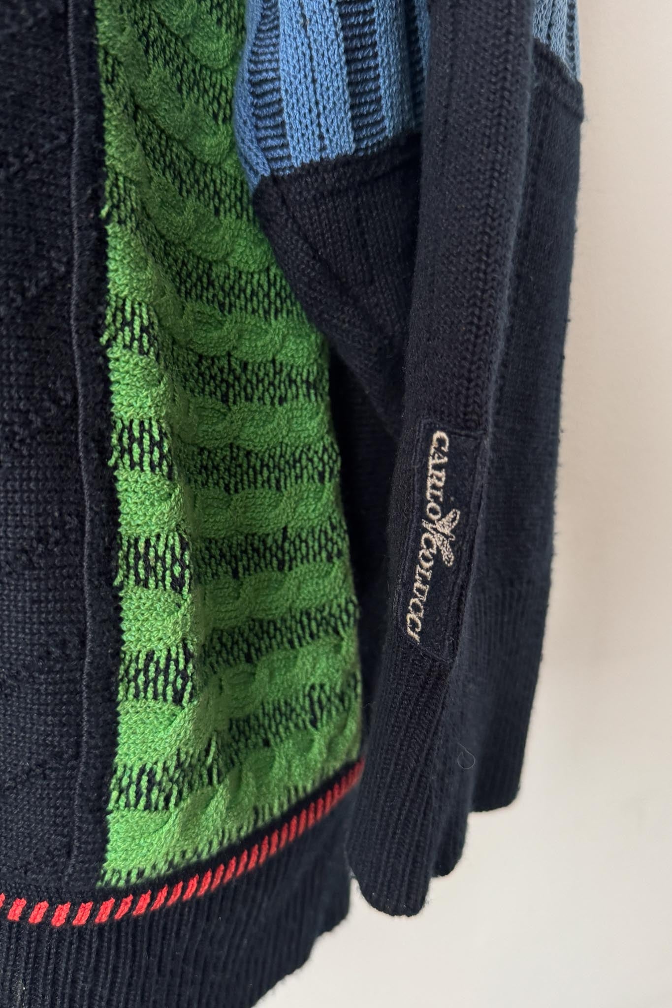 Vintage Carlo Colucci Pullover mit Farbblock-Design, M–XL