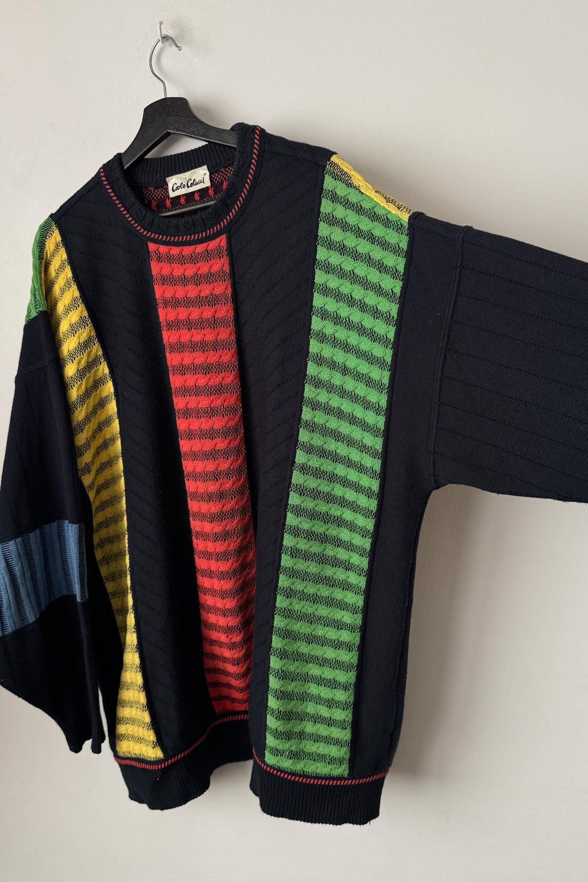 Vintage Carlo Colucci Pullover mit Farbblock-Design, M–XL