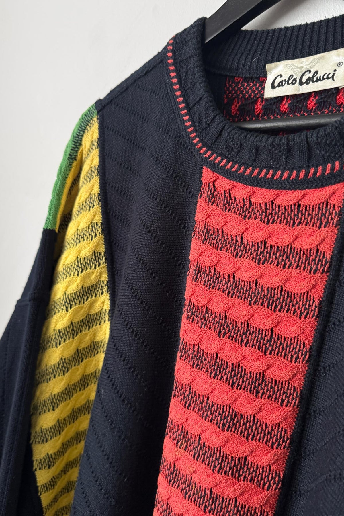 Vintage Carlo Colucci Pullover mit Farbblock-Design, M–XL