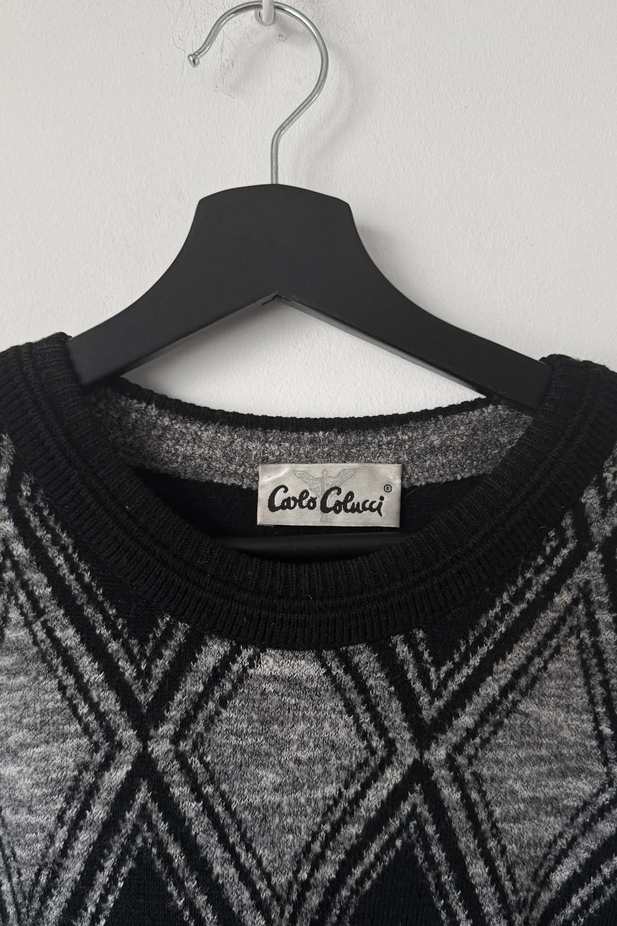 Vintage 90s Carlo Colucci Pullover – Schwarz & Grau, M–XL