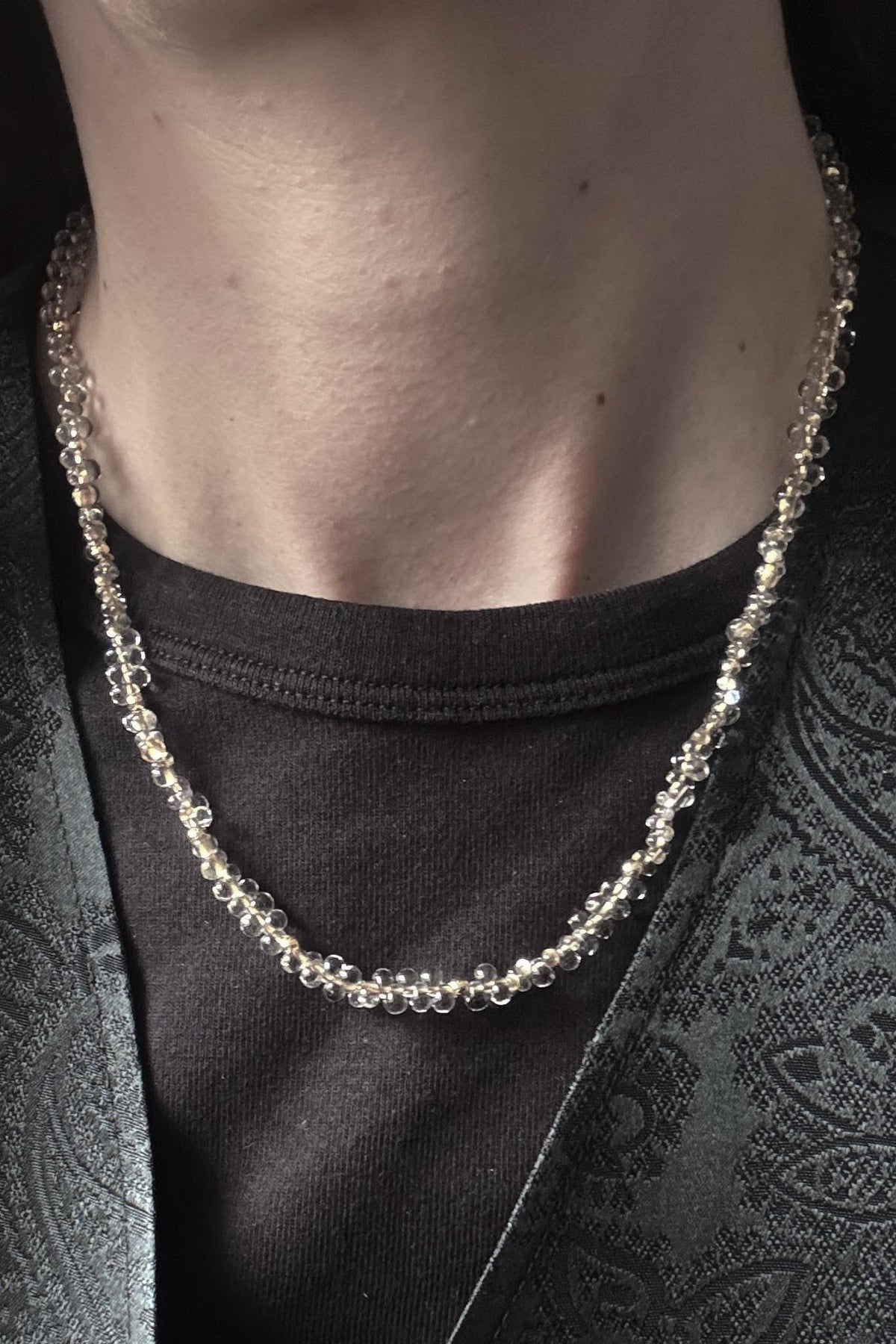 Vintage Glasperlenkette mit transparenten Perlen und Magnetverschluss