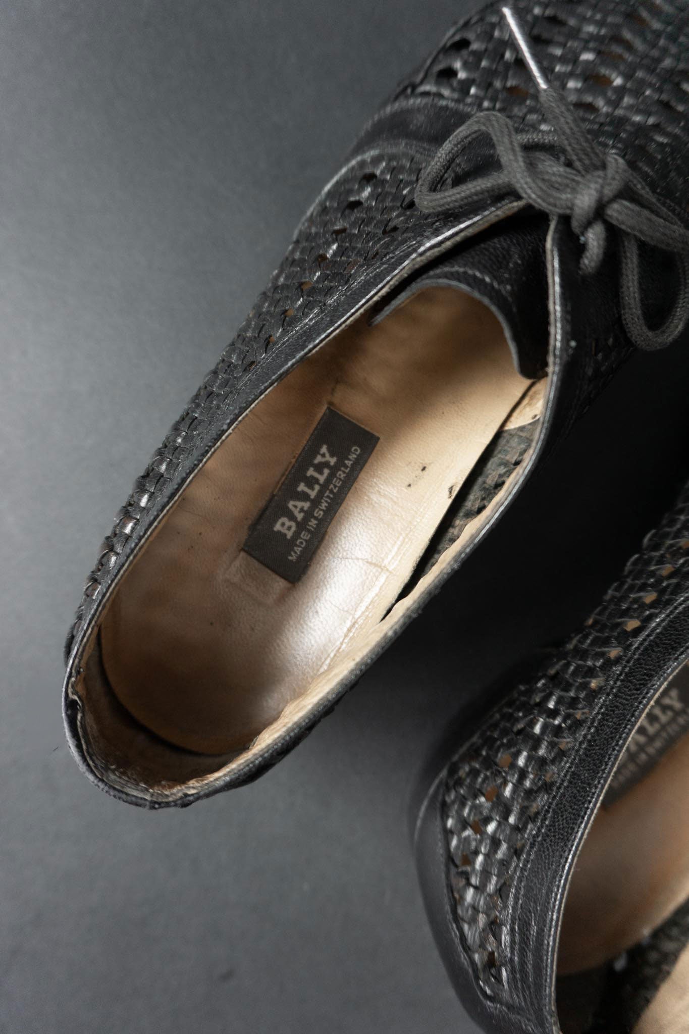 Vintage Bally Derbys, Schwarz, Made in Switzerland, 40