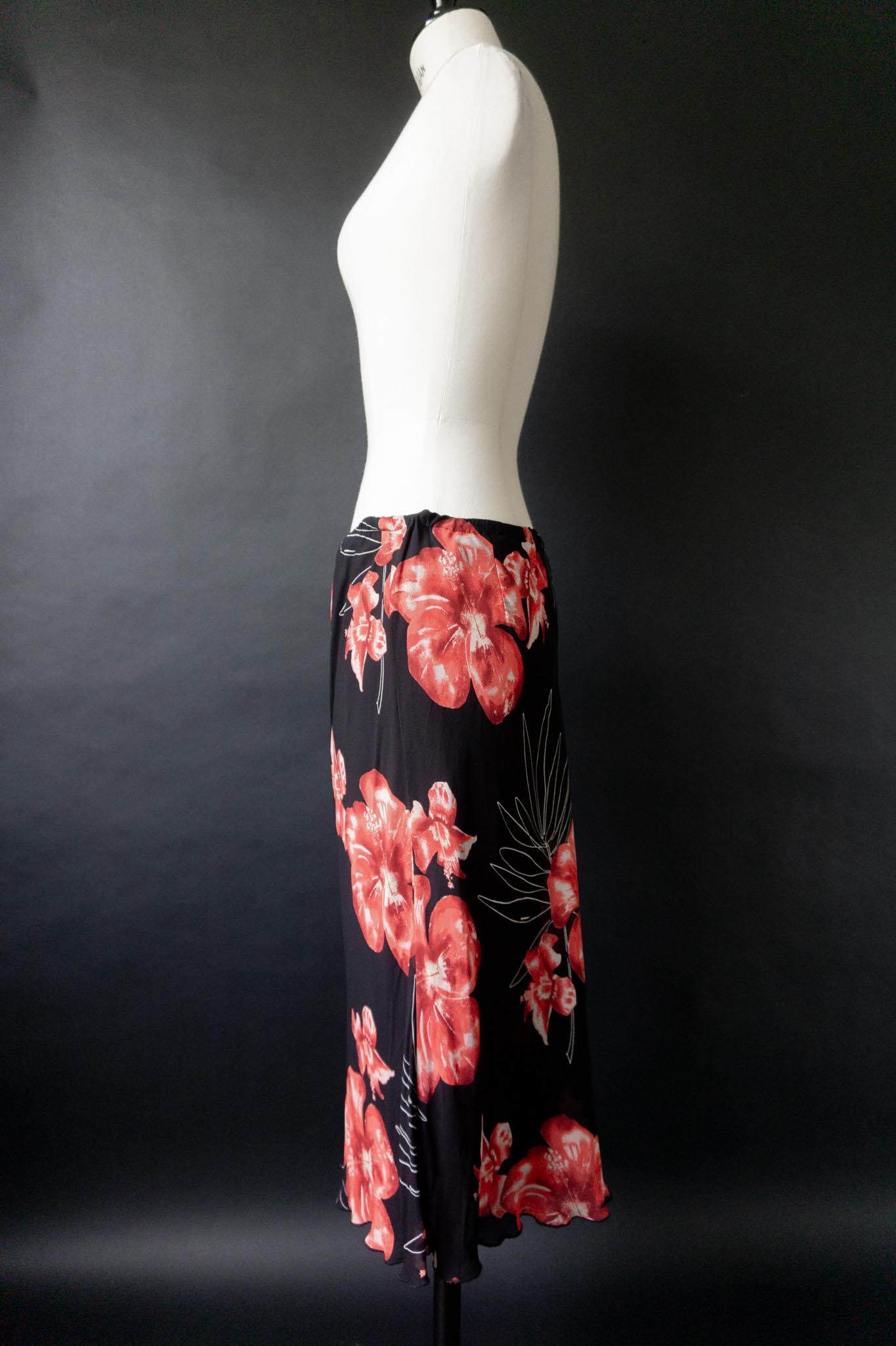 Vintage 90s Blumenrock, Midirock, Grunge, M–L