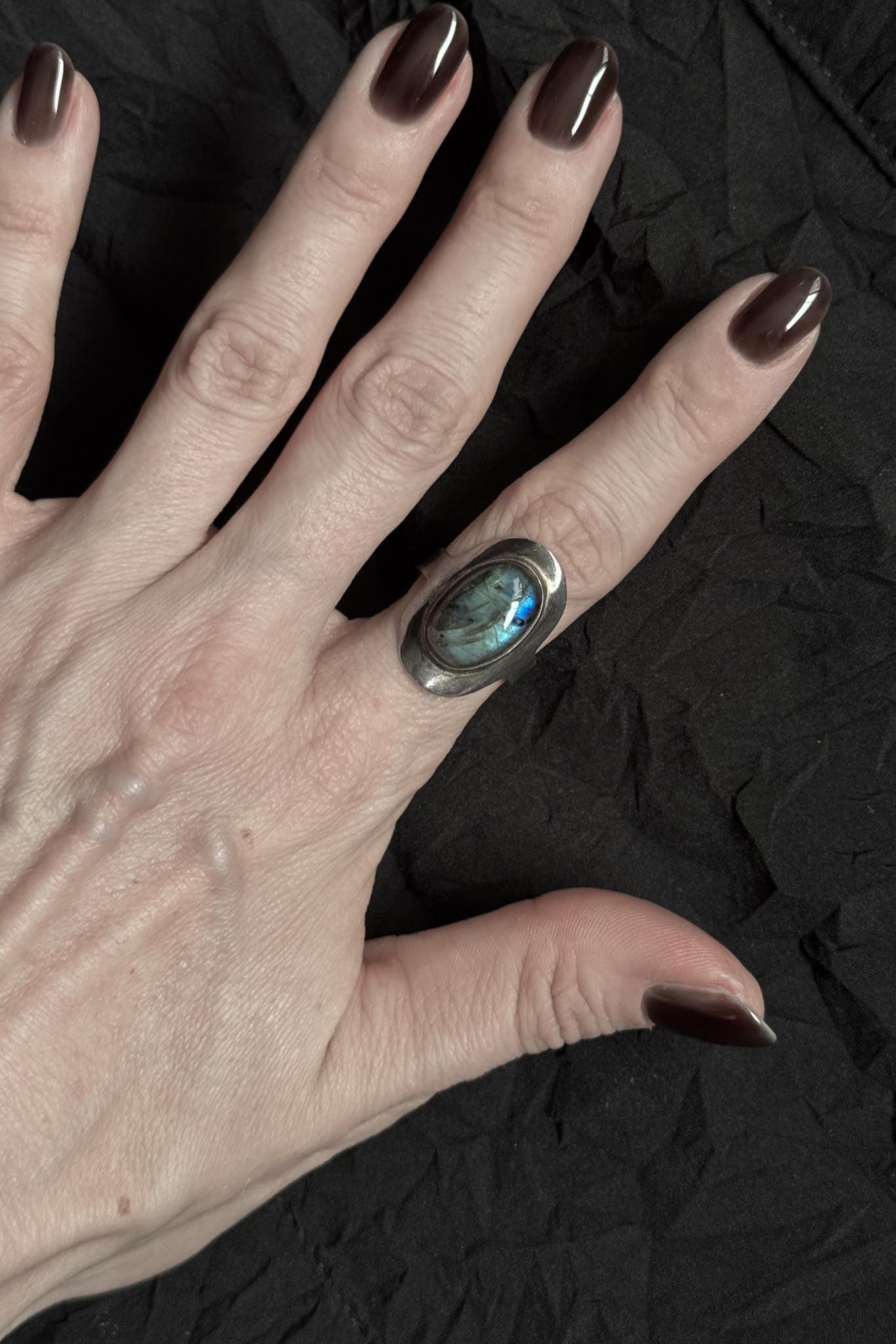 Vintage 925 Silberring mit Labradorit