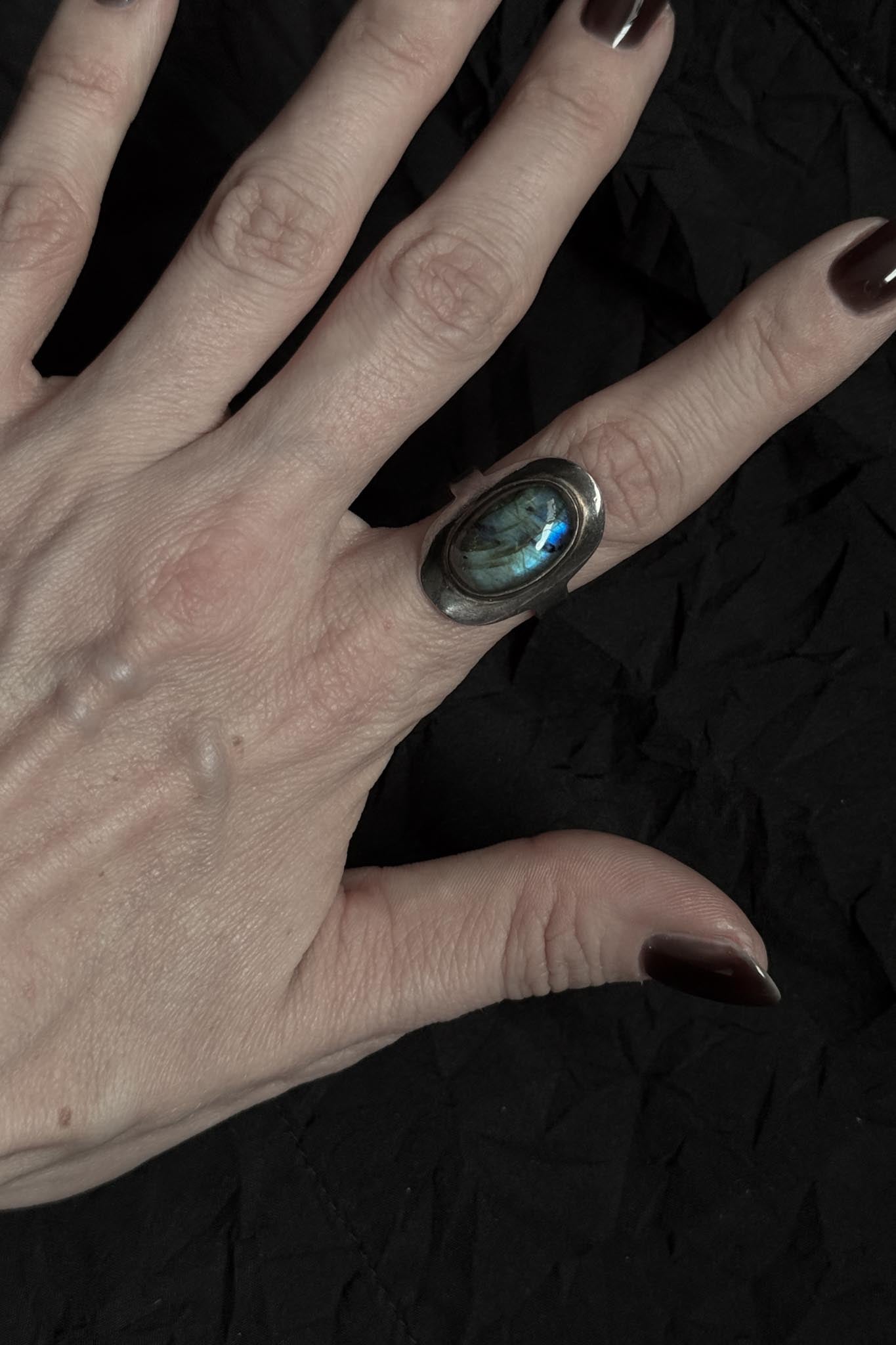 Vintage 925 Silberring mit Labradorit