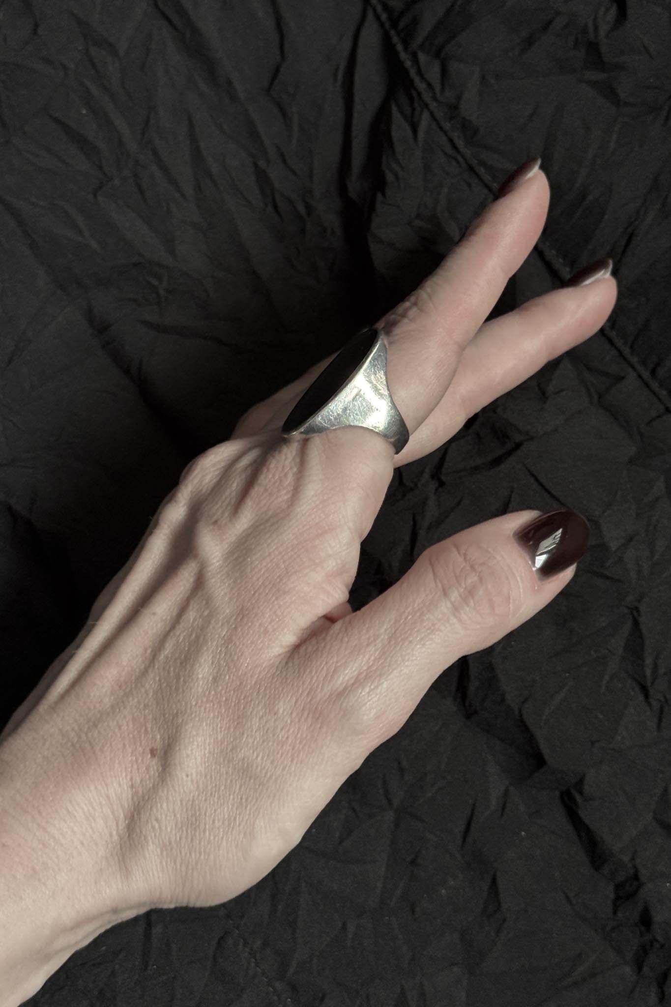 Vintage Ring aus 925 Silber mit schwarzem Onyx