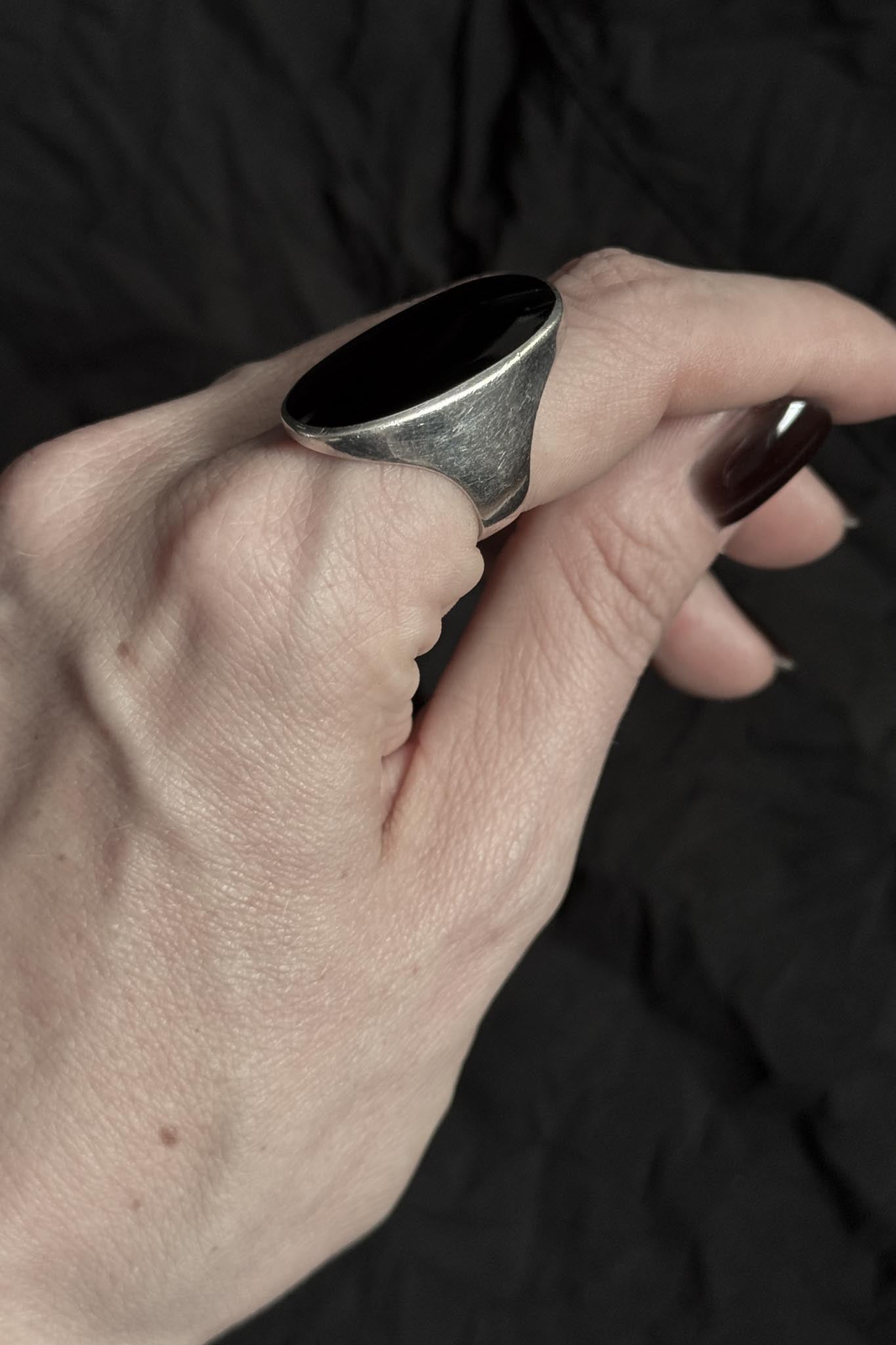 Vintage Ring aus 925 Silber mit schwarzem Onyx