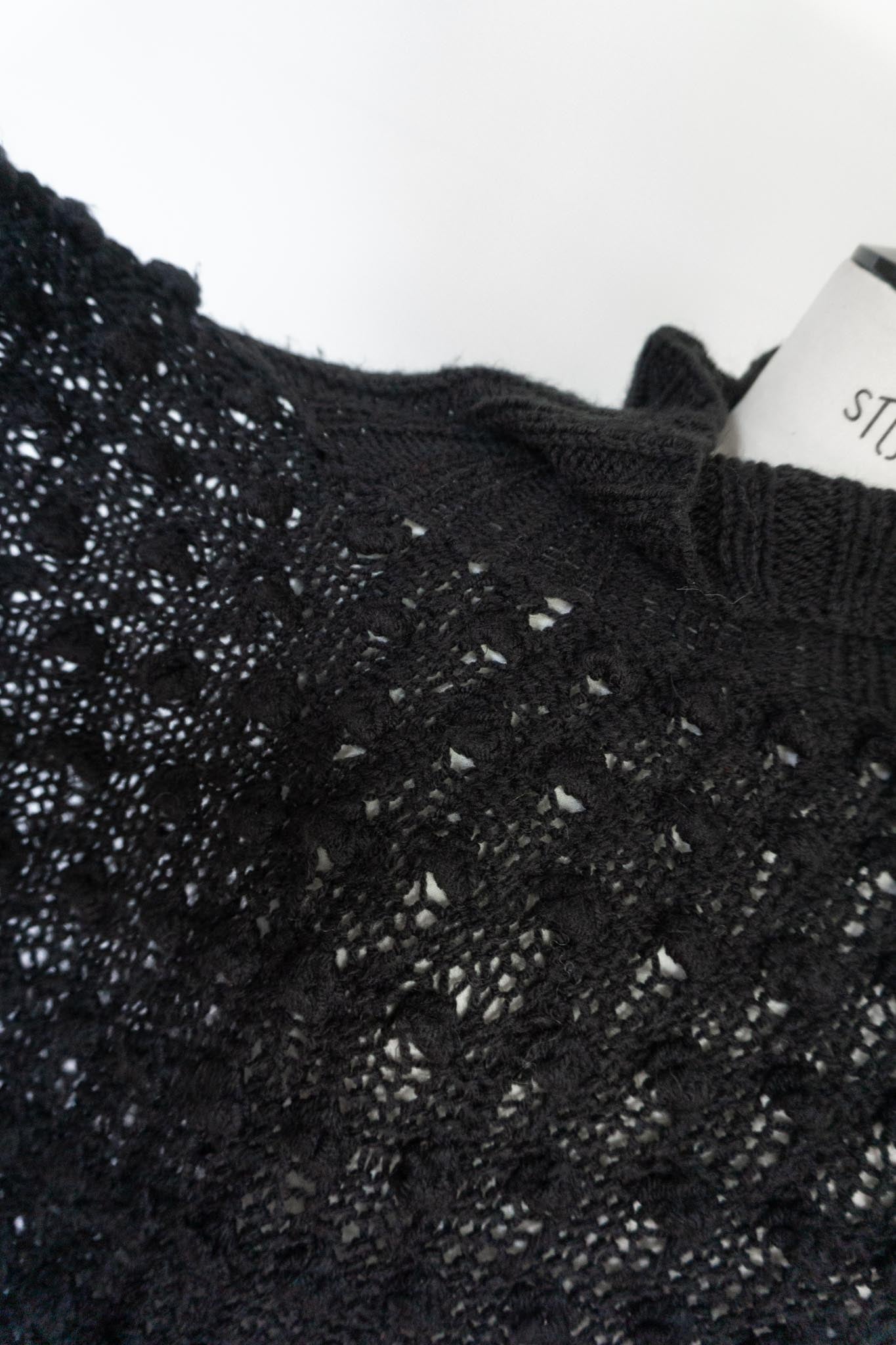 Handgestrickter Oversized Pullover mit Noppenstruktur in Schwarz, M–XXXL