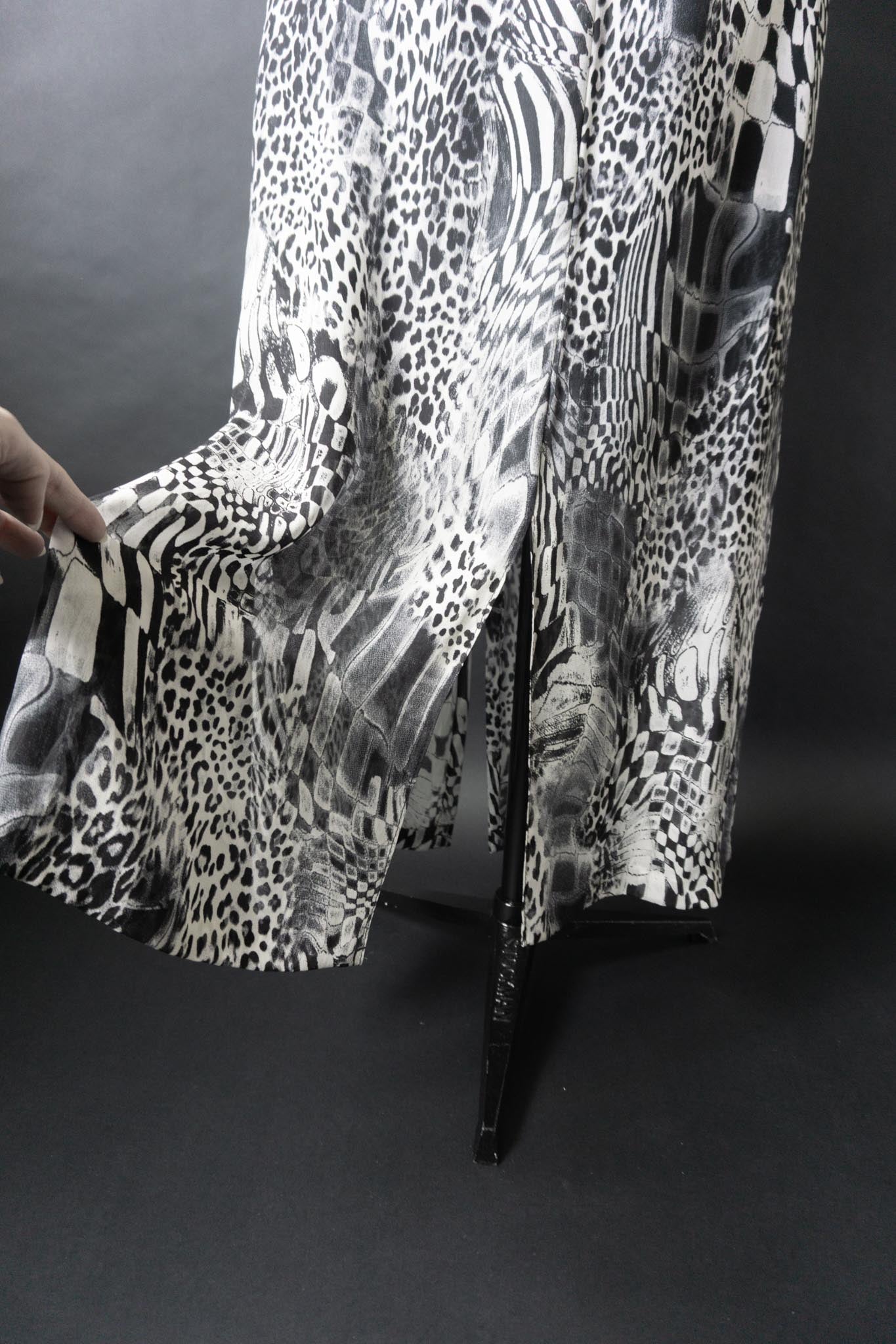 Vintage Midirock Animal-Print in Schwarz-Weiß, M–L