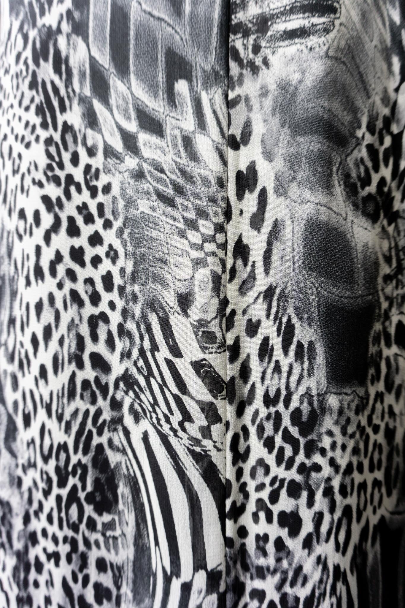 Vintage Midirock Animal-Print in Schwarz-Weiß, M–L