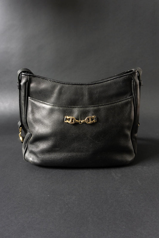 Vintage Aigner Beuteltasche 90er Jahren | Black Leather Crossbody Bag
