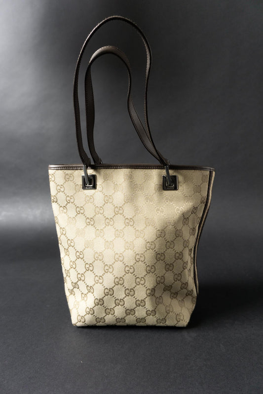 Vintage Gucci GG Canvas Shopper in Beige | Designer Schultertasche Monogram