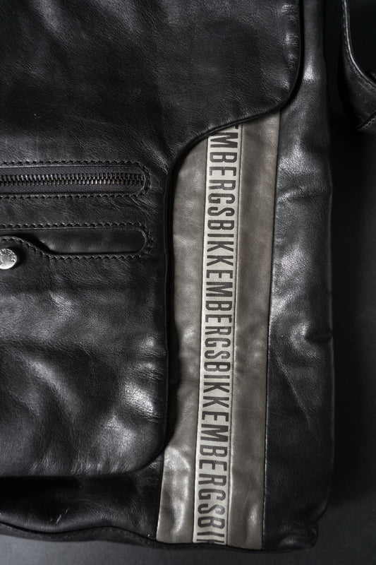 Vintage Bikkembergs Leder Umhängetasche in Schwarz | Y2K Designer Crossbody Bag
