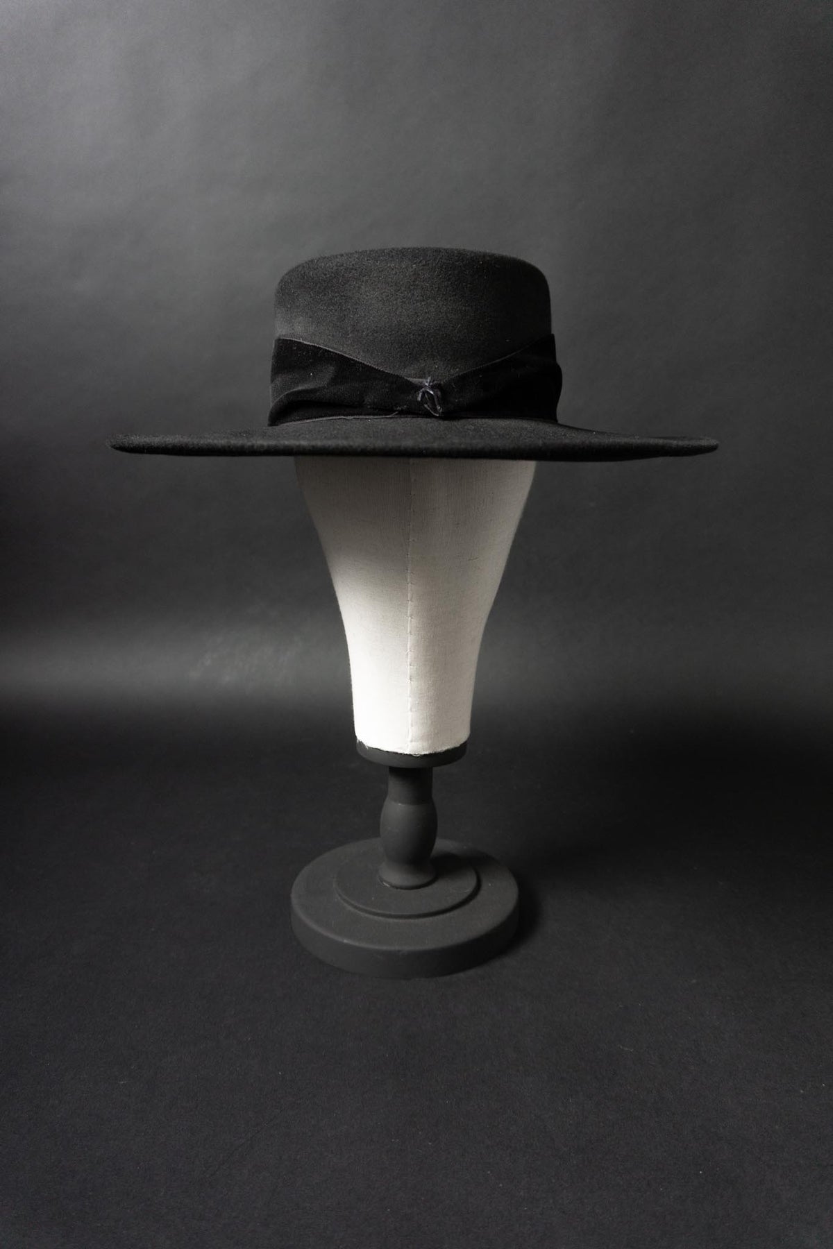 Vintage Hut, Schwarz, Samthutband, 57