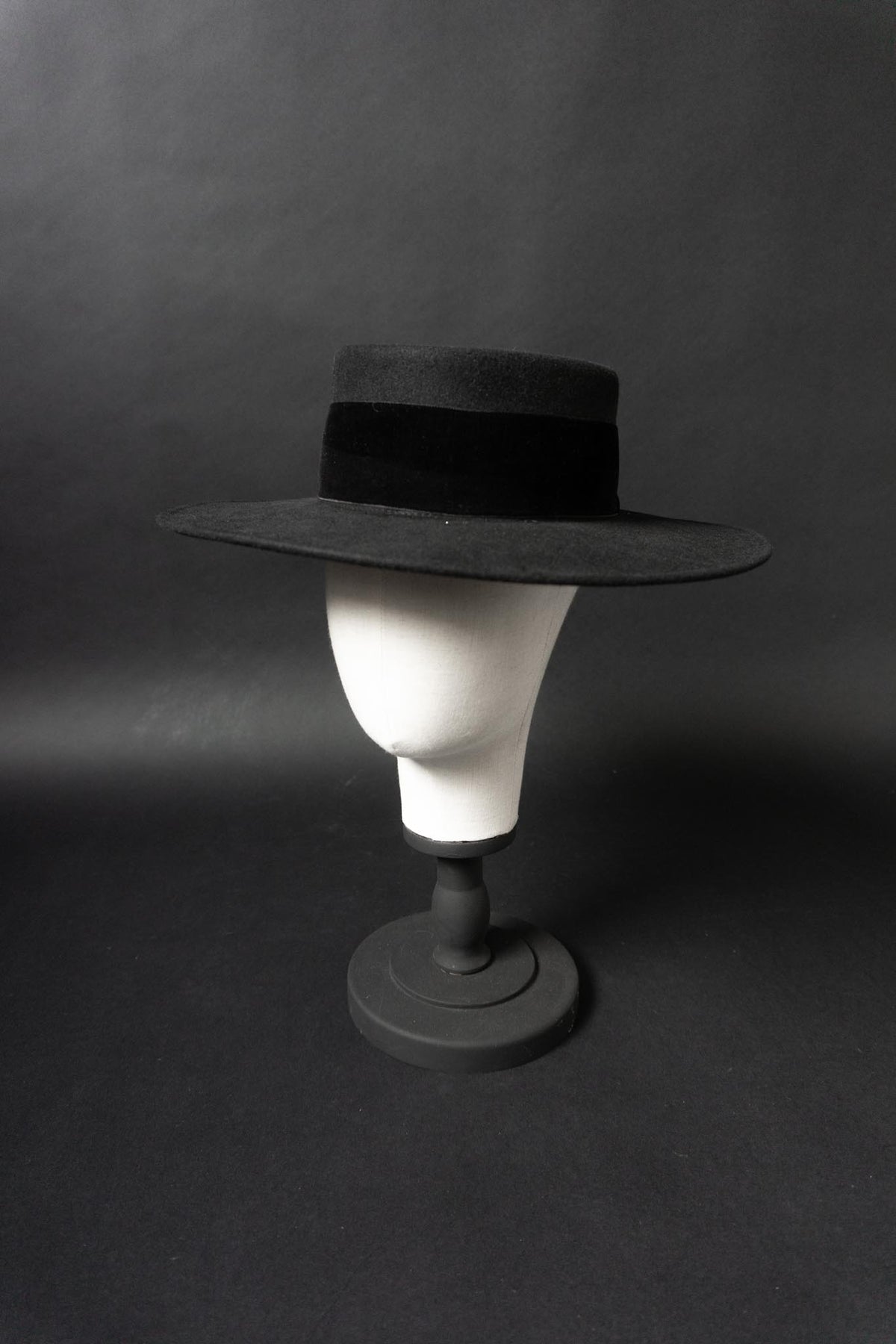 Vintage Hut, Schwarz, Samthutband, 57