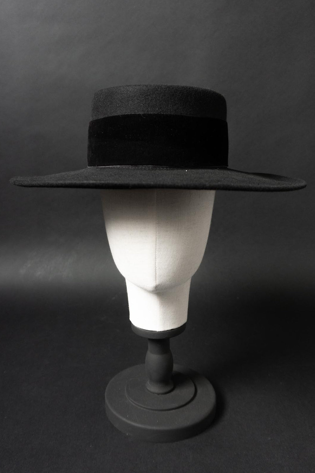 Vintage Hut, Schwarz, Samthutband, 57