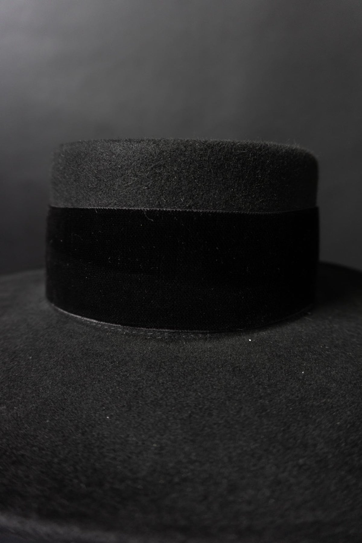 Vintage Hut, Schwarz, Samthutband, 57