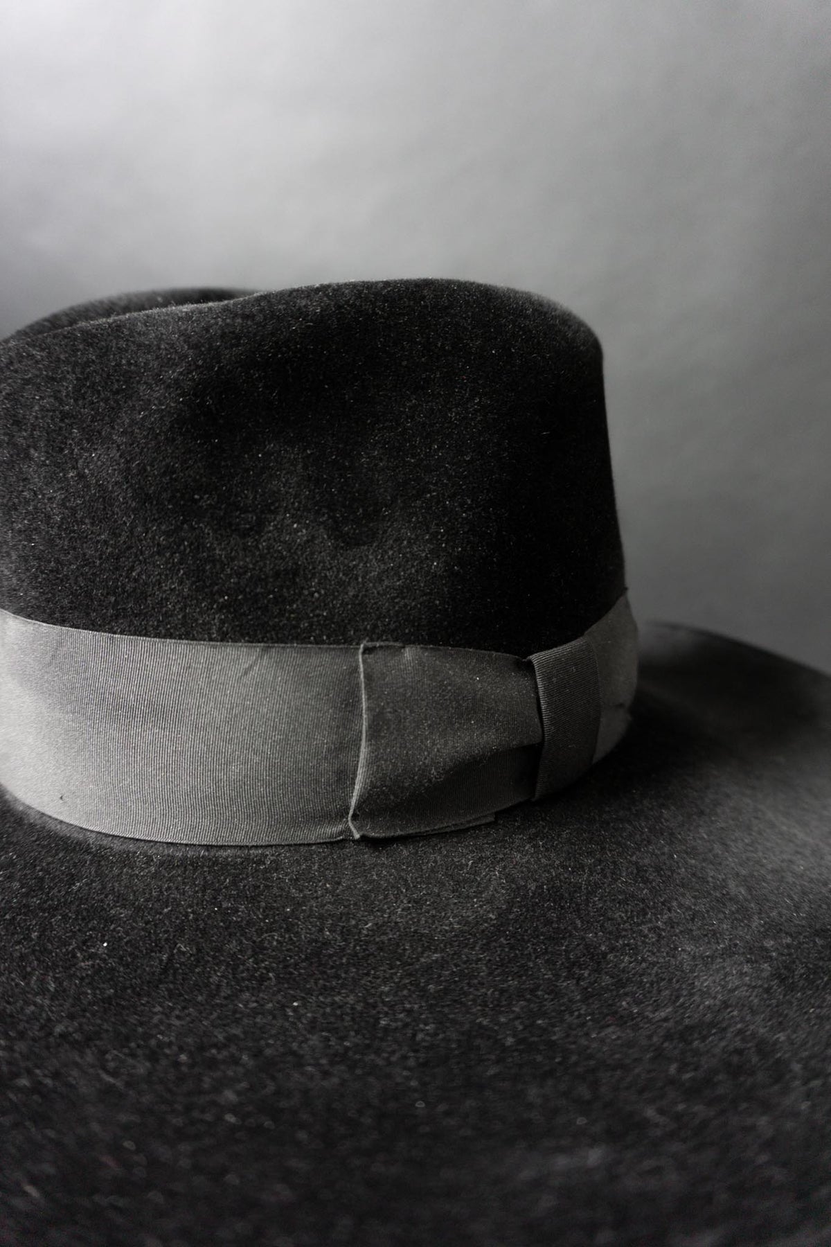Vintage Fedora Hut, Schwarz, breite Krempe, 60