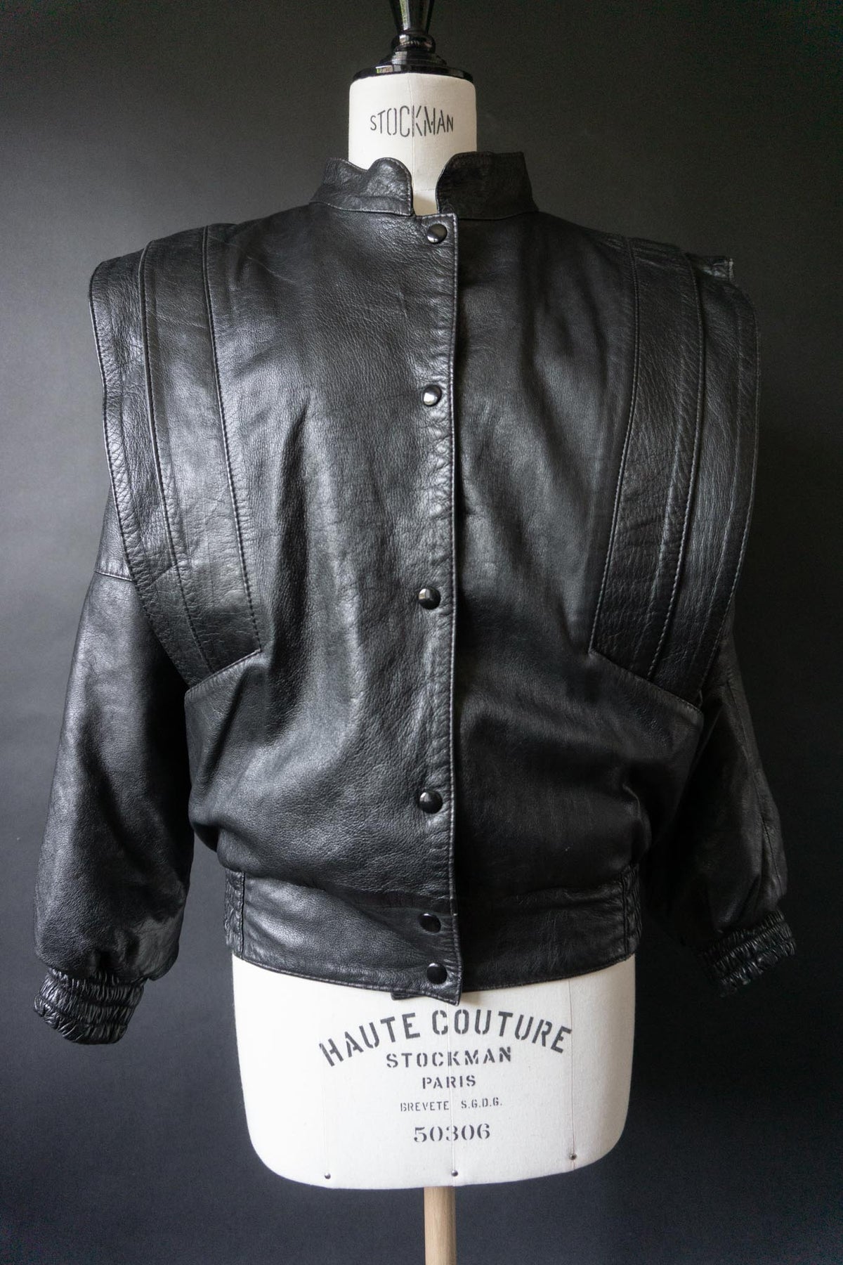 Vintage 80s Lederjacke, strong shoulders, S–M
