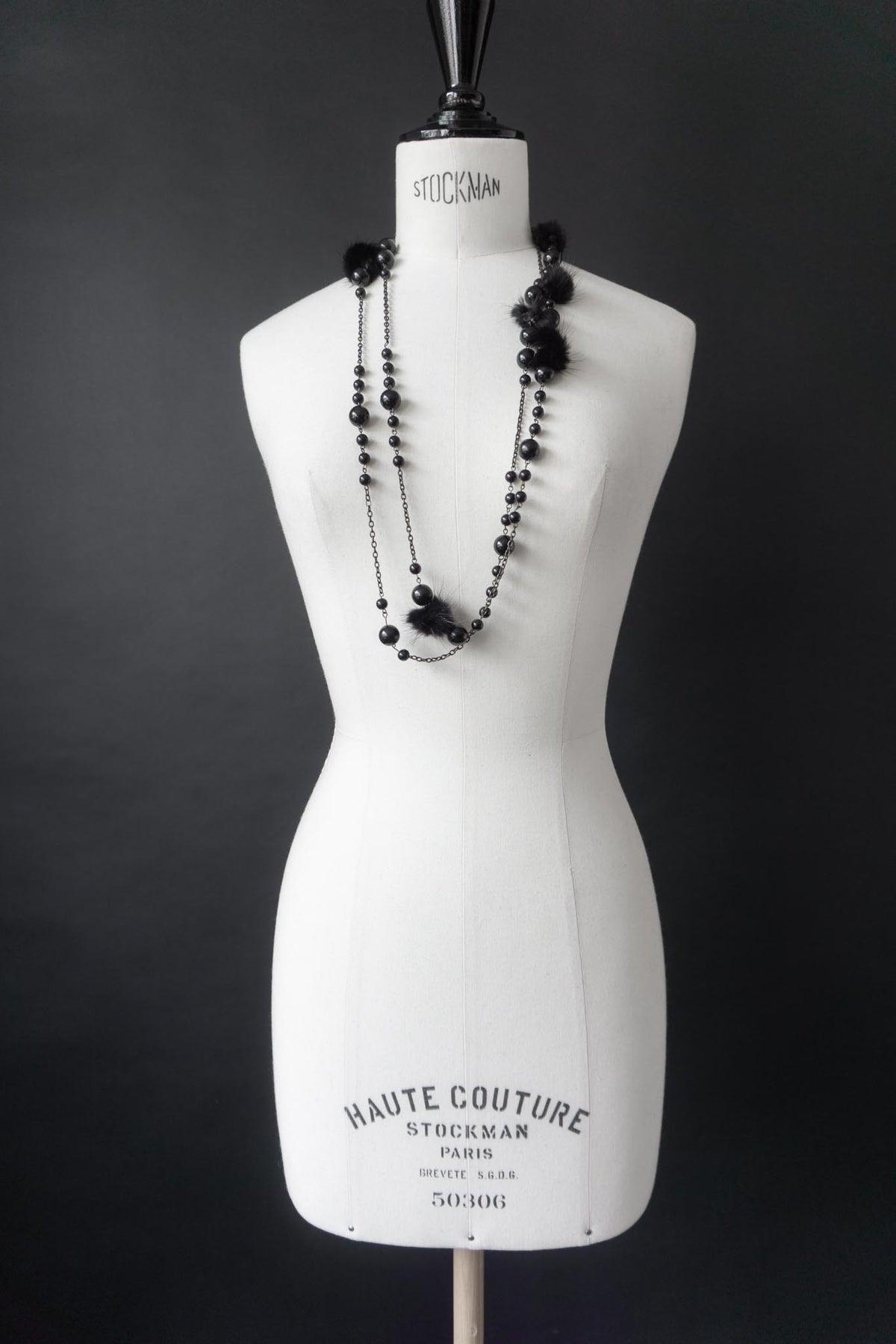Vintage 90s Goth Kette mit Perlen & Pelz