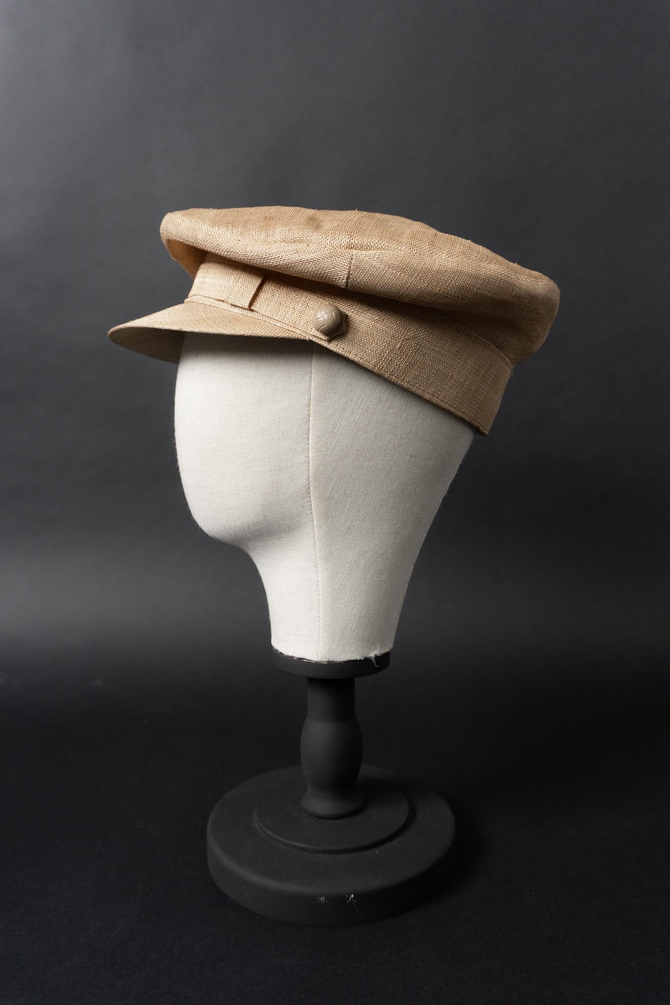 Vintage Leinen Schiffermütze in Naturbeige – zeitlose Baker Boy Cap