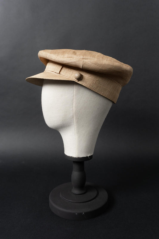 Vintage Leinen Schiffermütze in Naturbeige – zeitlose Baker Boy Cap