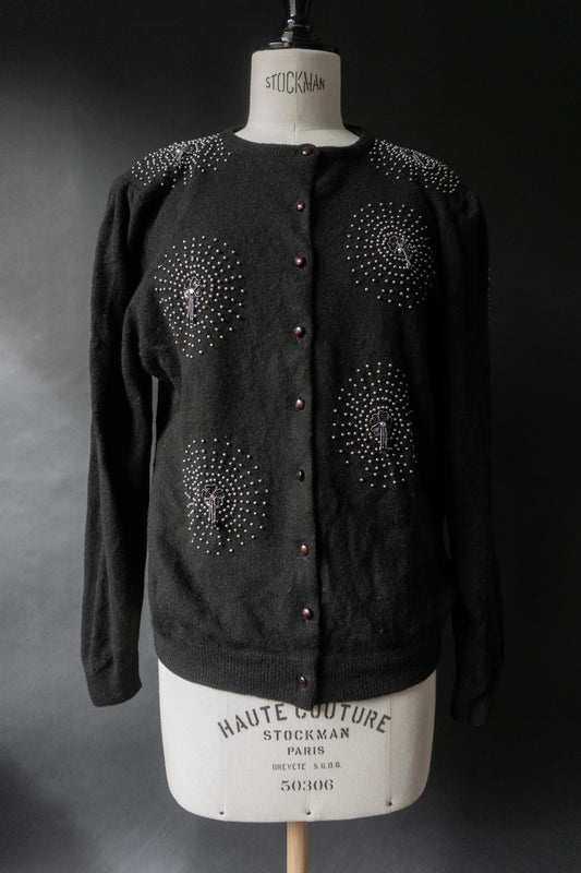 Strickjacke Perlen, Wolle, S–M