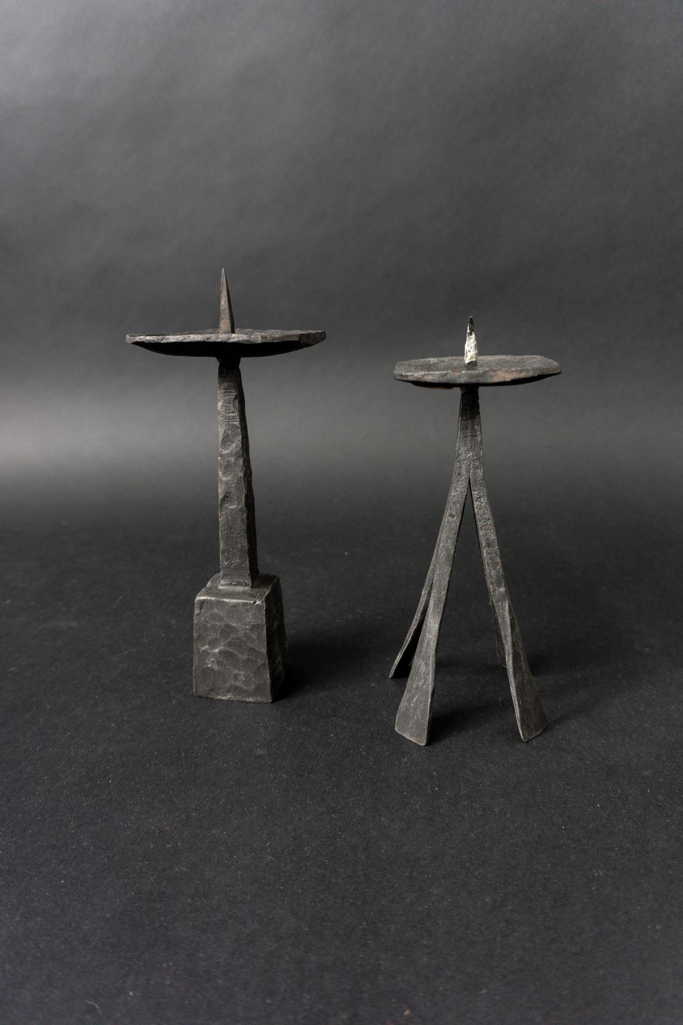 Vintage Brutalist Kerzenständer aus handgeschmiedetem Eisen – 4er Set, 1960s