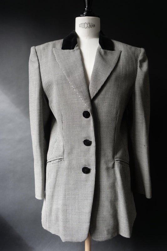 Vintage Blazer mit Vichy Karo und Samtschleife | 80s Romantic Tailoring