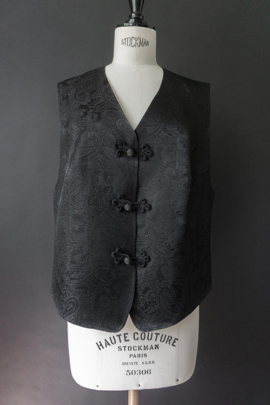 Vintage 80s Weste, Dark Paisley, L–XL