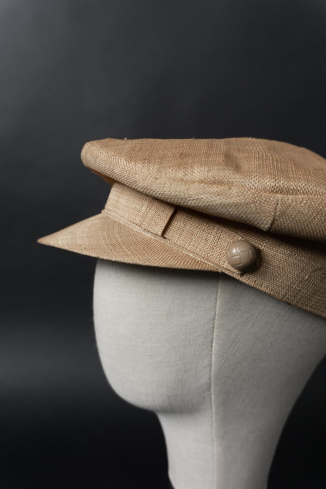 Vintage Leinen Schiffermütze in Naturbeige – zeitlose Baker Boy Cap