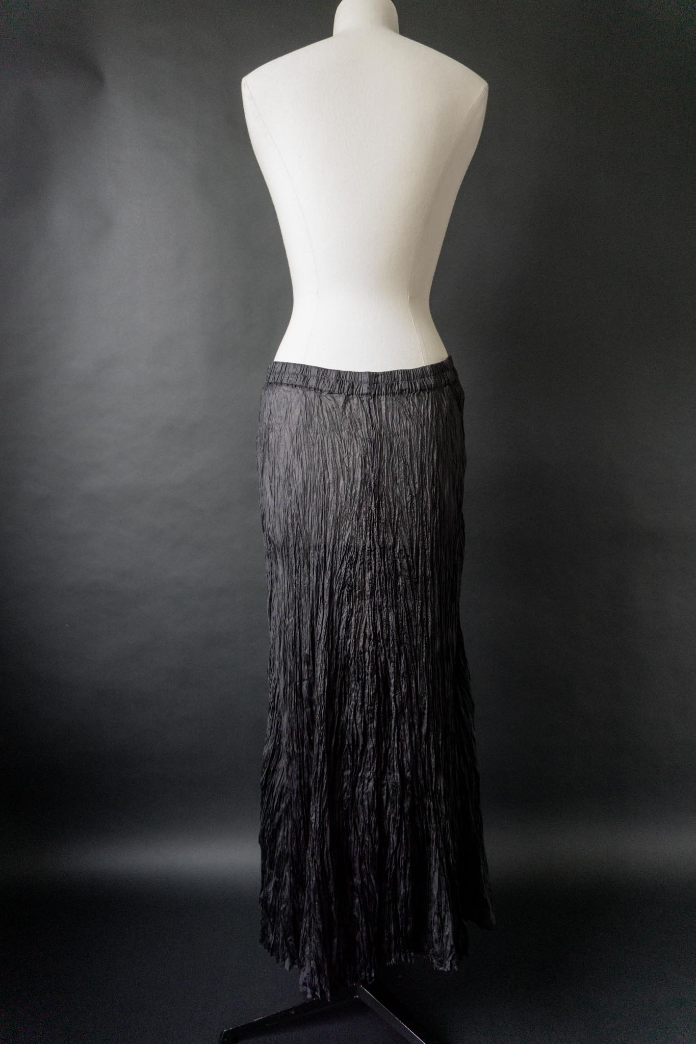 Vintage Seidenrock, Crinkle, M–XL