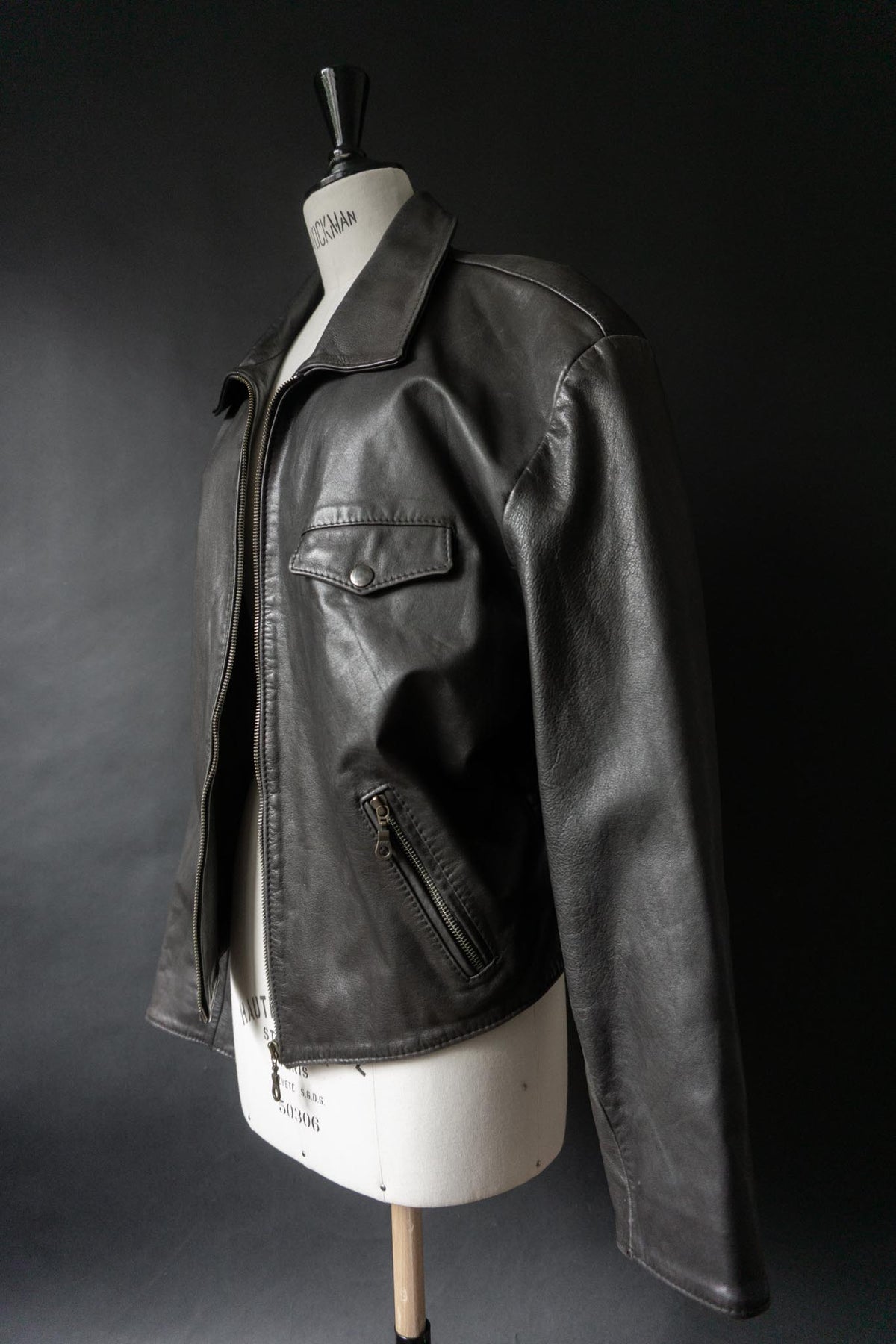 Vintage 80s minimal Biker Lederjacke, M–L
