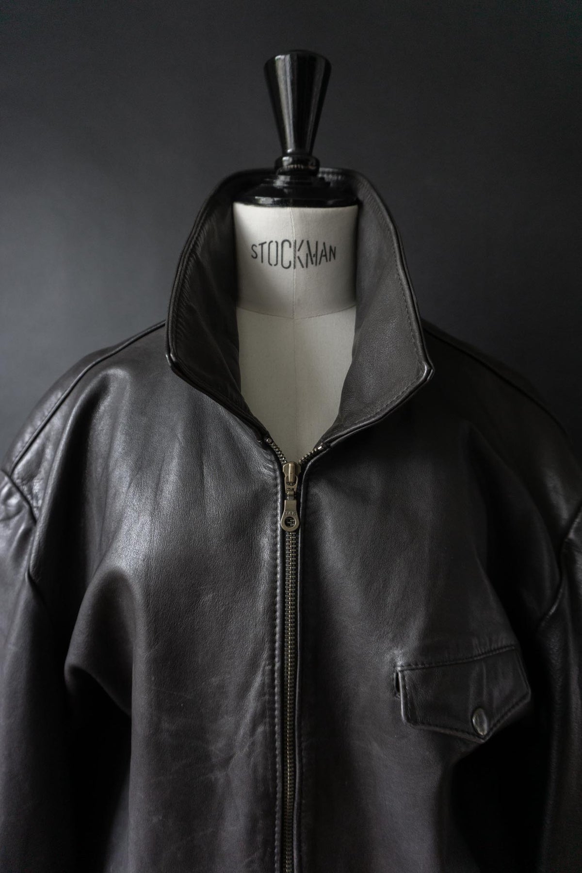 Vintage 80s minimal Biker Lederjacke, M–L